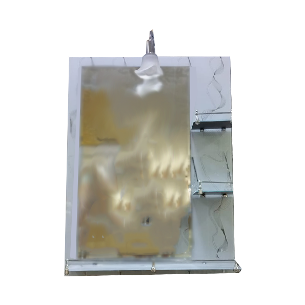 Miroir de salle de bain décoratif (avec étagères et éclairage intégré/décoratif)